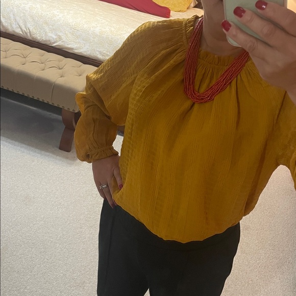 Ann Taylor Mustard Yellow Blouse - Picture 1 of 3